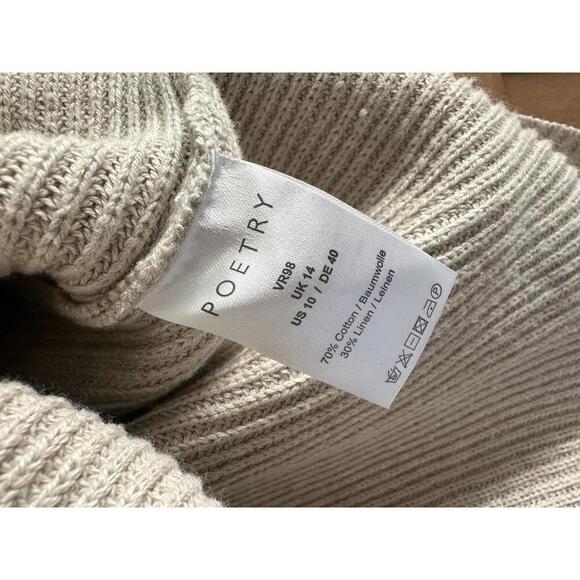 Poetry Taupe 3/4 Button Sleeve Knit Sweater Cotton/Linen Blend Women’s size 10 - Picture 6 of 9